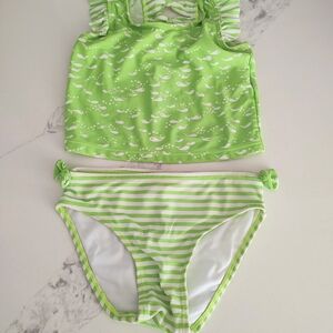 J. Khaki Lime Green Kids Bikini Set